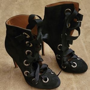 NEW tags Alaia lace-up stiletto heavy grommet boots